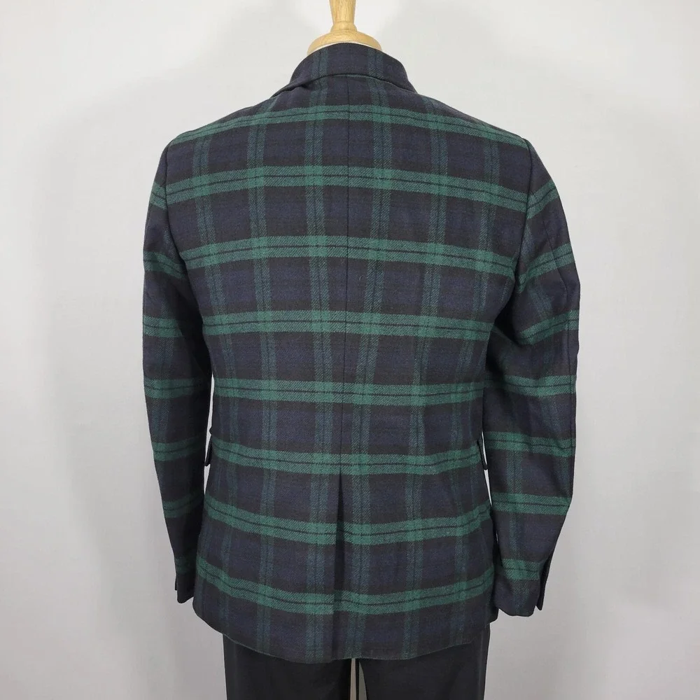 Polo Ralph Lauren Men's Sport Coat Two Button Flannel Tartan Navy Green Size 42R